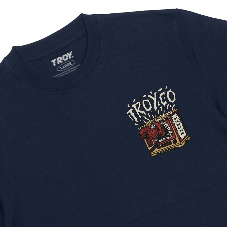 Troy Company T-shirt Navy Blue Broken - Kaos Lengan Pendek Kaos Biru Navy MTD 3446