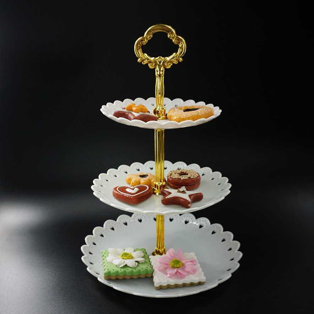 RAK KUE PUTIH Rak Kue Susun 3 Tingkat Detachable Cake Stand Display