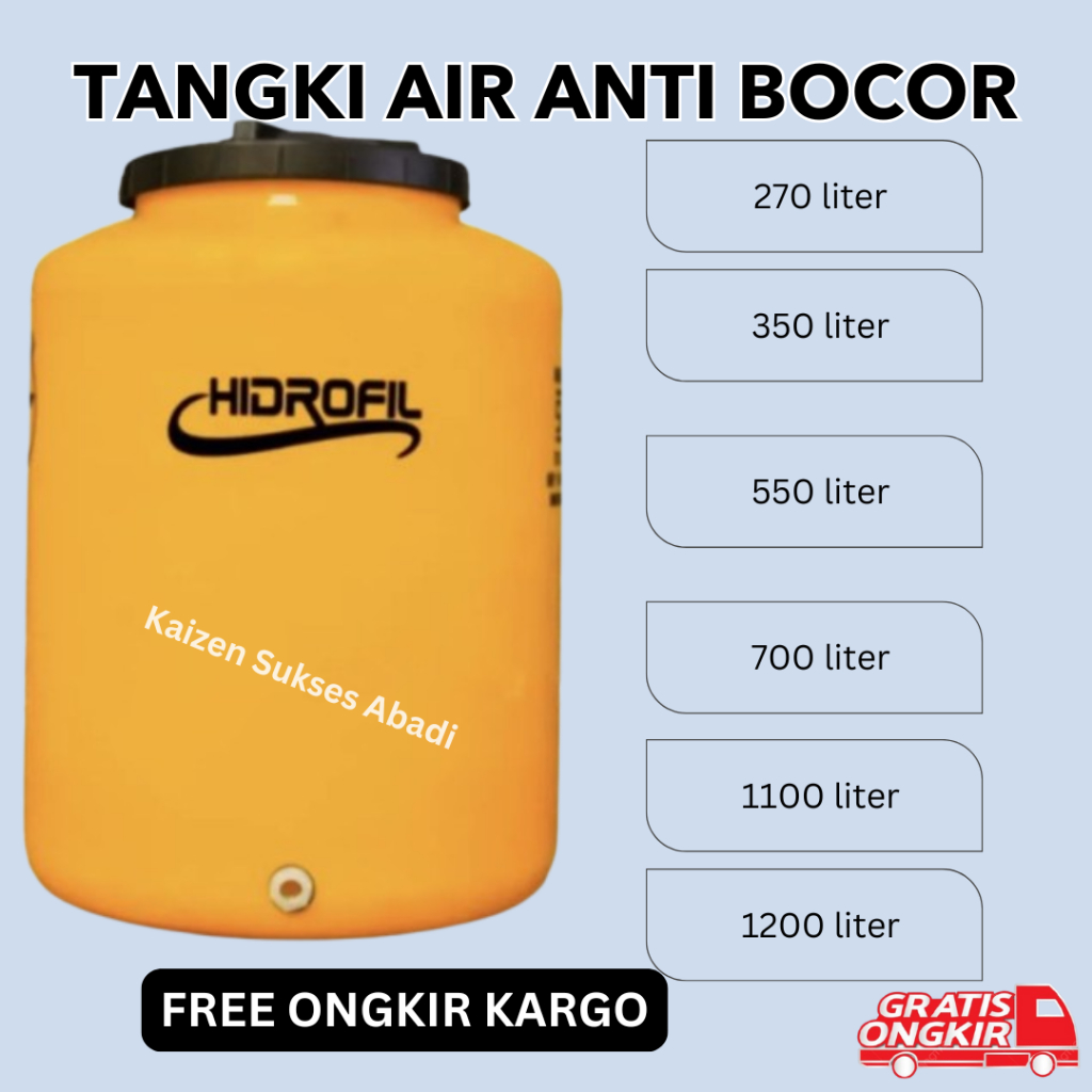 [FREE ONGKIR KARGO LANGSUNG KIRIM] tangki tandon toren air atas rumah plastik merek hidrofil 270 250