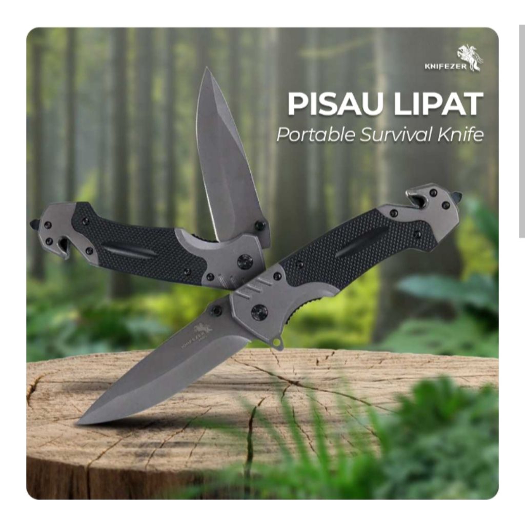 Knifezer pisau lipat outdoor portable knife survival stainless steel 440C