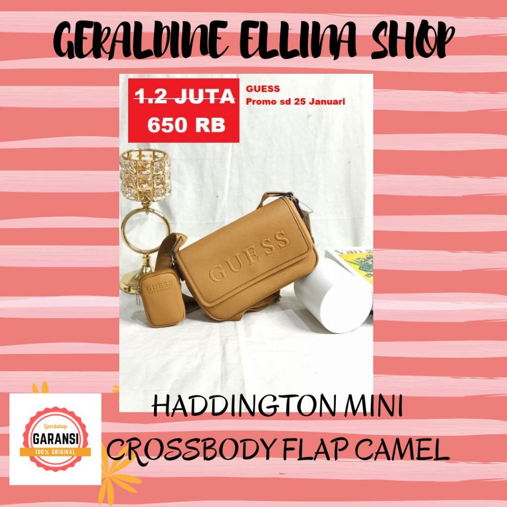 Tas sling bag Guess wanita original 100% seri HADDINGTON MINI