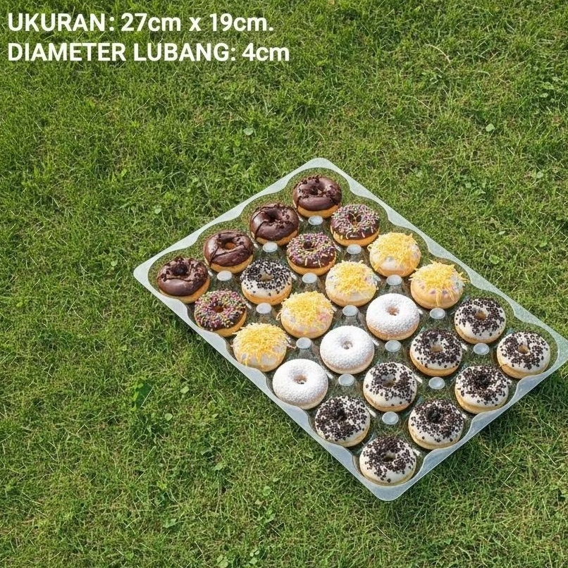 Mika tray alas tatakan plastik donat mini 24 lubang isi 25pcs per pack 24 lubang 24 lobang donat kec