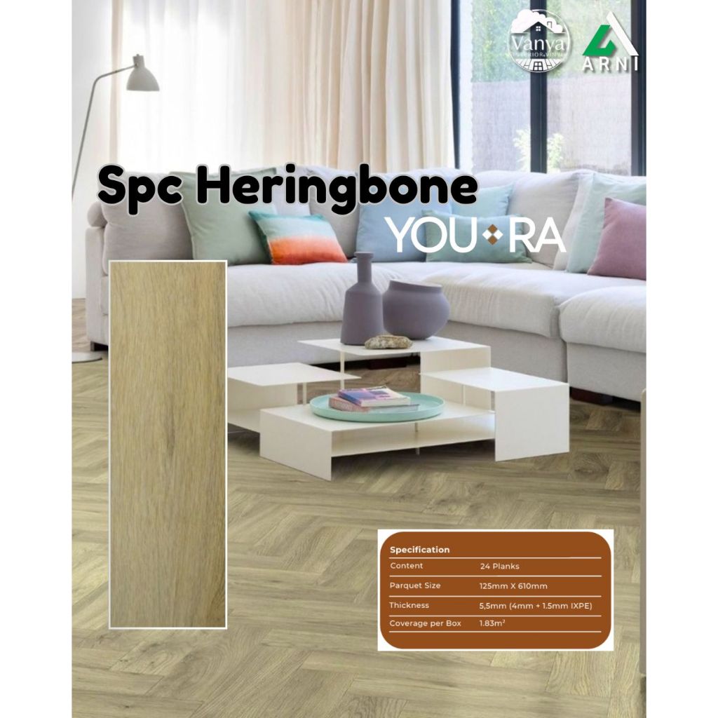 SPC Herringbone Youra – Lantai SPC Motif Herringbone | Waterproof & Tahan Gores