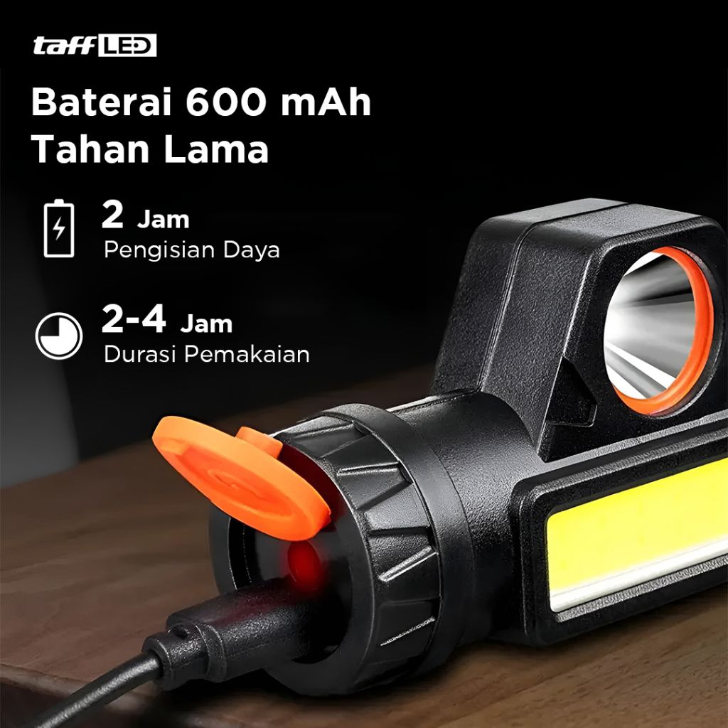 Axio 8 Shop Senter Kepala Cahaya/Lampu Super Terang Senter Kepala Fokus & Dua Lampu Dua Mode Cas Usb