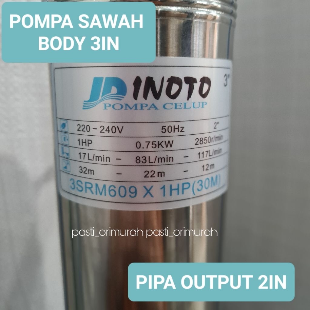 Pompa Submersible Sible Sibel Inoto 3in 3" 3 inch SRM609 1Hp 1 Hp POMPA CELUP + CONTROL BOX + KABEL 