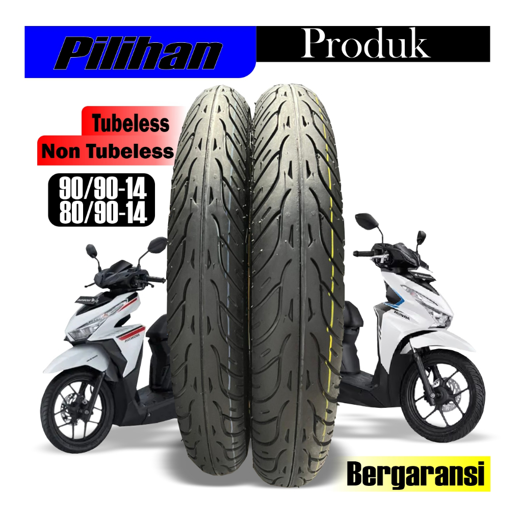 (Promo) Paket Hemat Ban Motor Matic Tubles Ring 14 Ukuran 80/90 dan 90/90 Ban Sepasang Matik Depan B