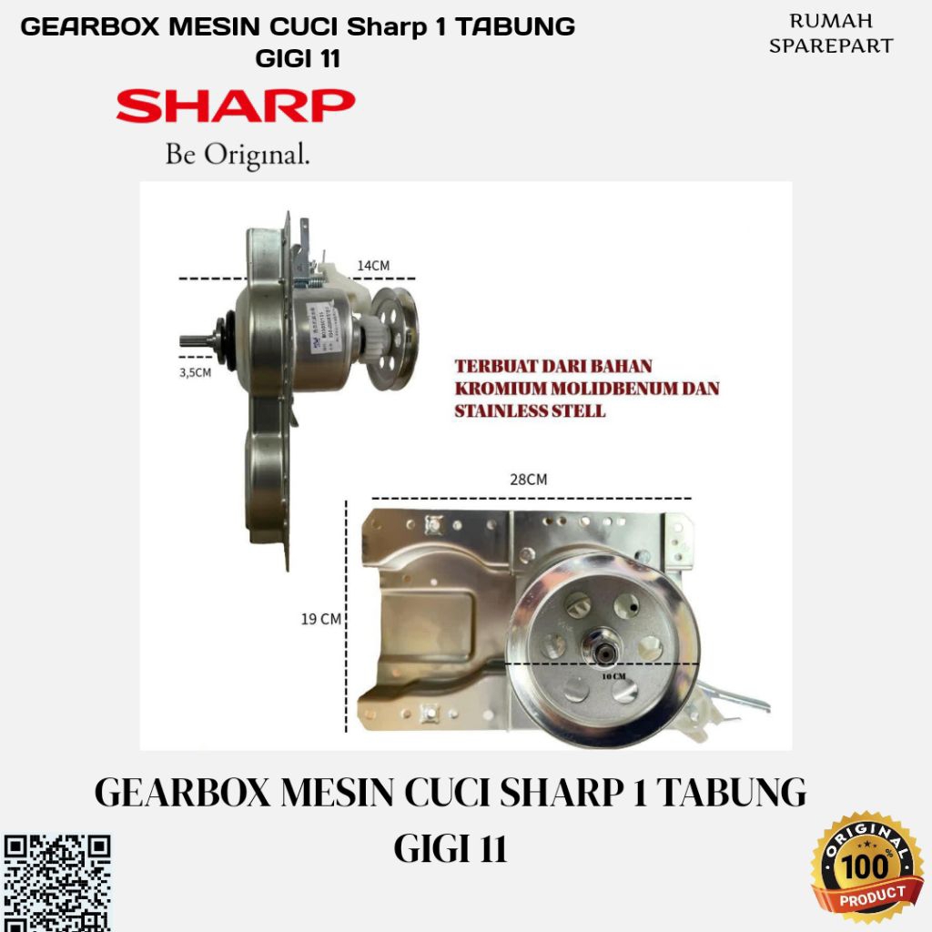 Gearbox Mesin Cuci Sharp  Top Loading GIGI 11