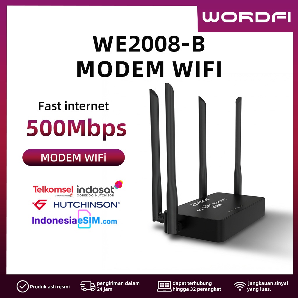 WORDFI 4G Router dengan Slot Kartu SIM, dikirim dari Jakarta