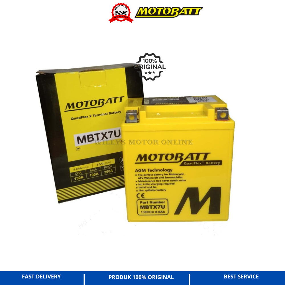 ACCU MBTX7U MOTOBATT 12V 8Ah ORIGINAL MOTOBATT AKI MBTX7U