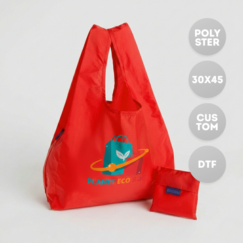 Tas Supermarket Baggu Bagcu Custom DTF Full Warna Modis Lipat Praktis Tas Belanja Shopping Bag Jinji