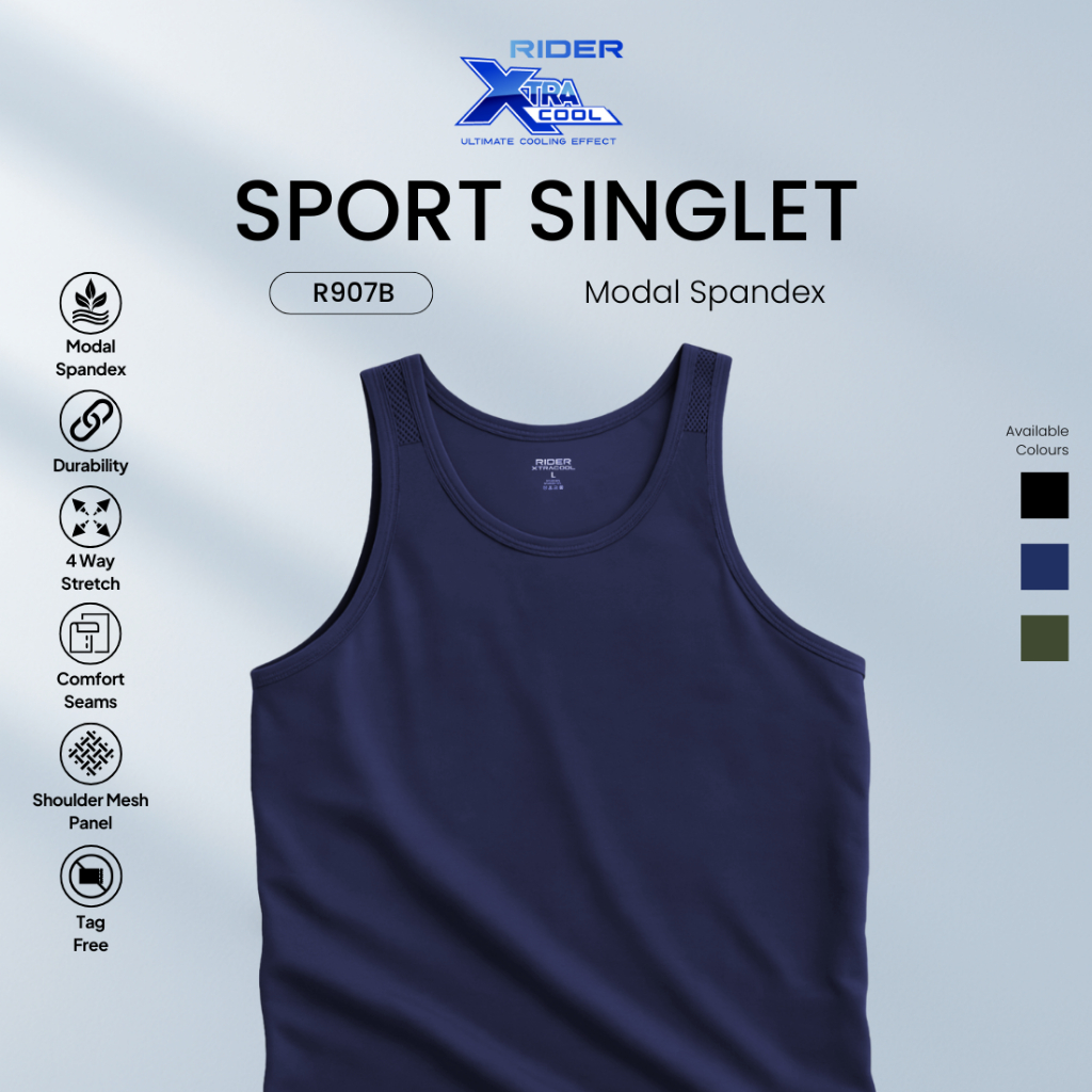 Rider Xtracool Sport Singlet Modal Spandex - Singlet Pria R907B isi 1 Pcs