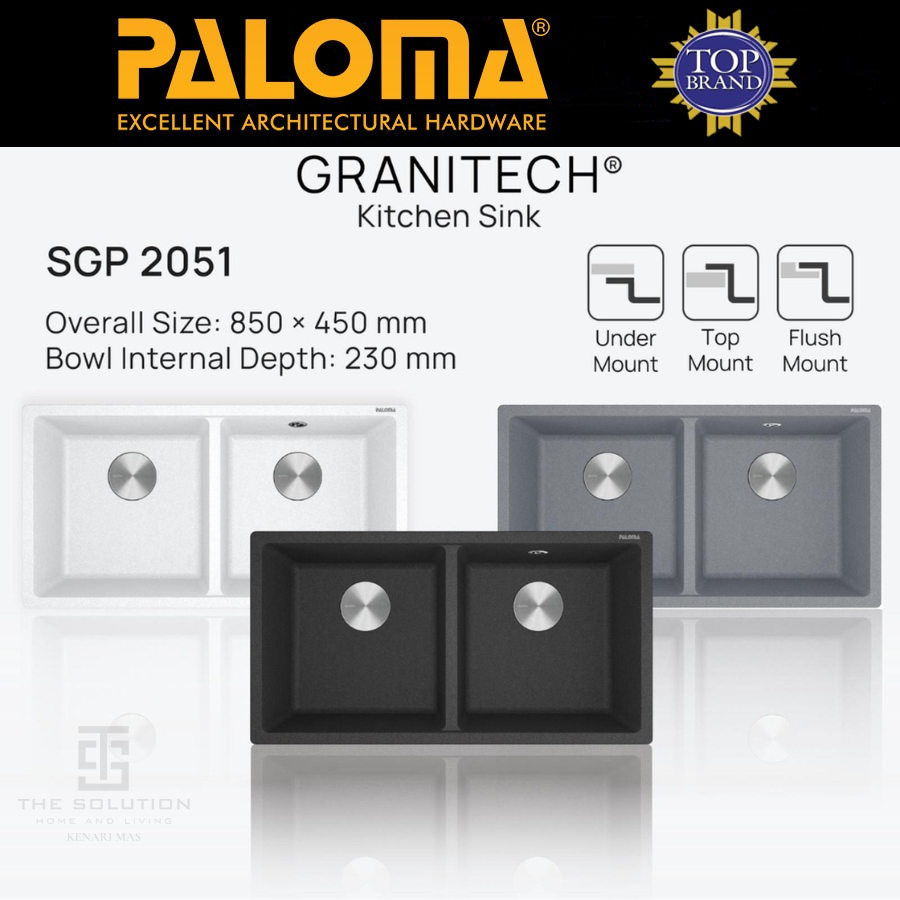PALOMA SGP 2051 Kitchen Sink Granite Tech Bak Wastafel Cuci Piring Dapur 2 Lubang