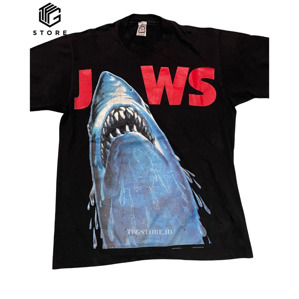 Vintage 1993 Jaws Movie Promo Shirt Thomas English Muffins Universal Studio Size L
