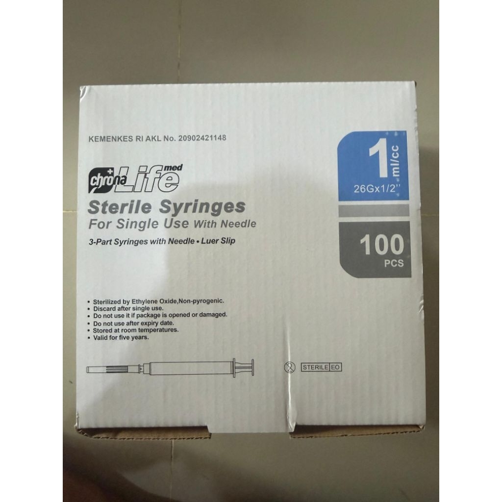 SYRINGE SPOIT spuit 1CC 1ML chrona life box