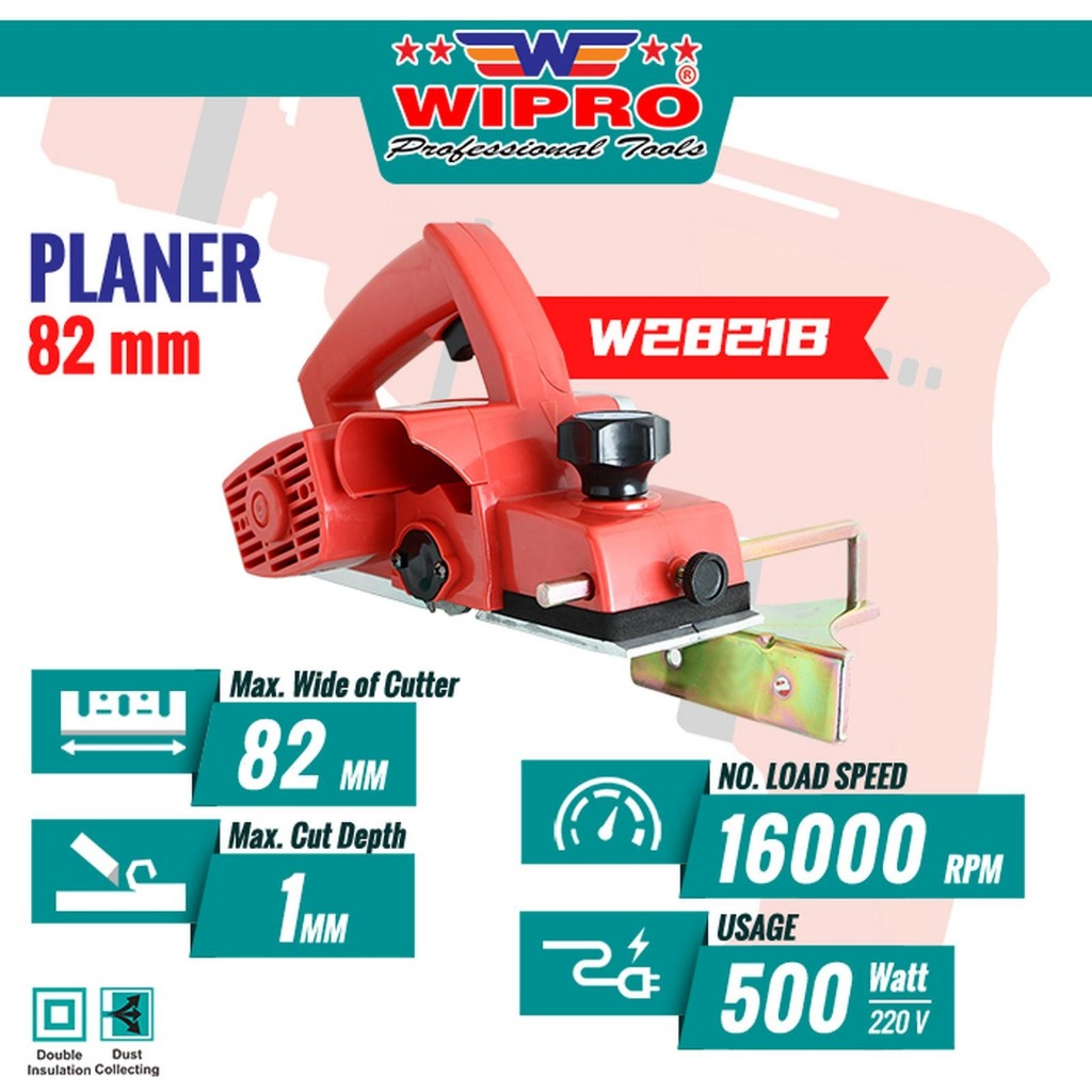 WIPRO W2821B - Mesin Serut Kayu Electric / Planer (82mm)