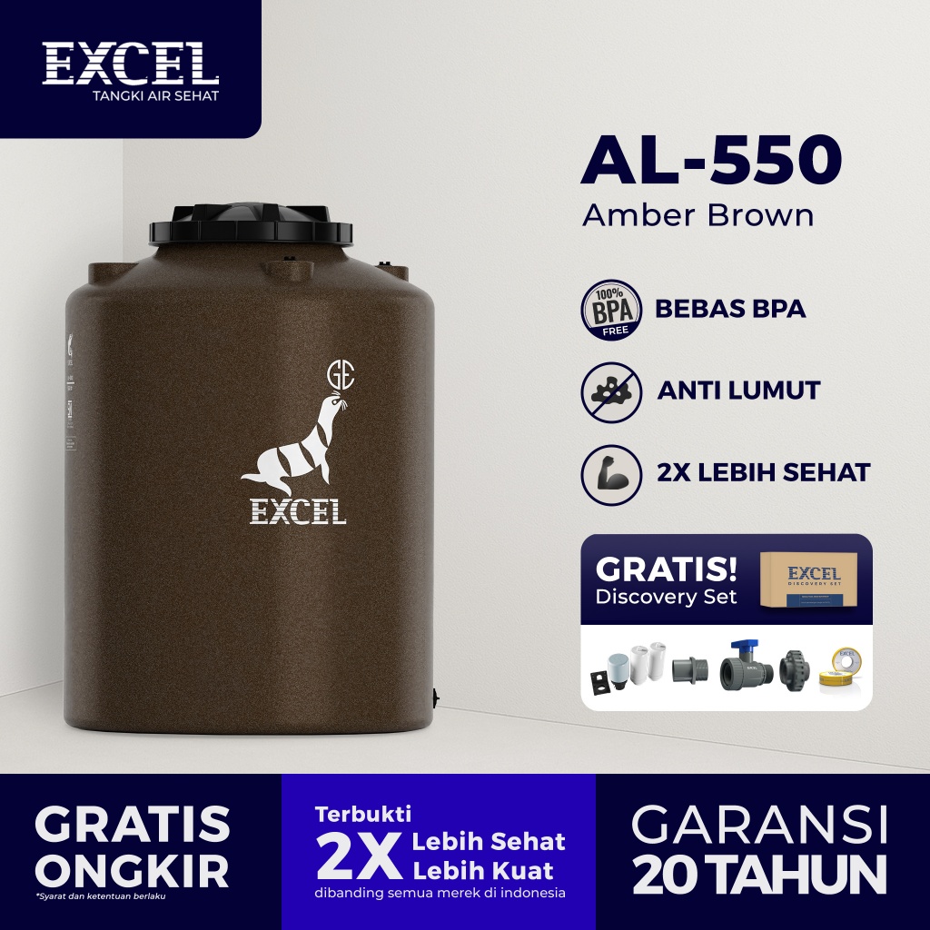 Tangki/ Tandon/ Toren air EXCEL - Roto AL-550 Amber Brown Grahaexcel. Anti lumut, lebih sehat. Tando