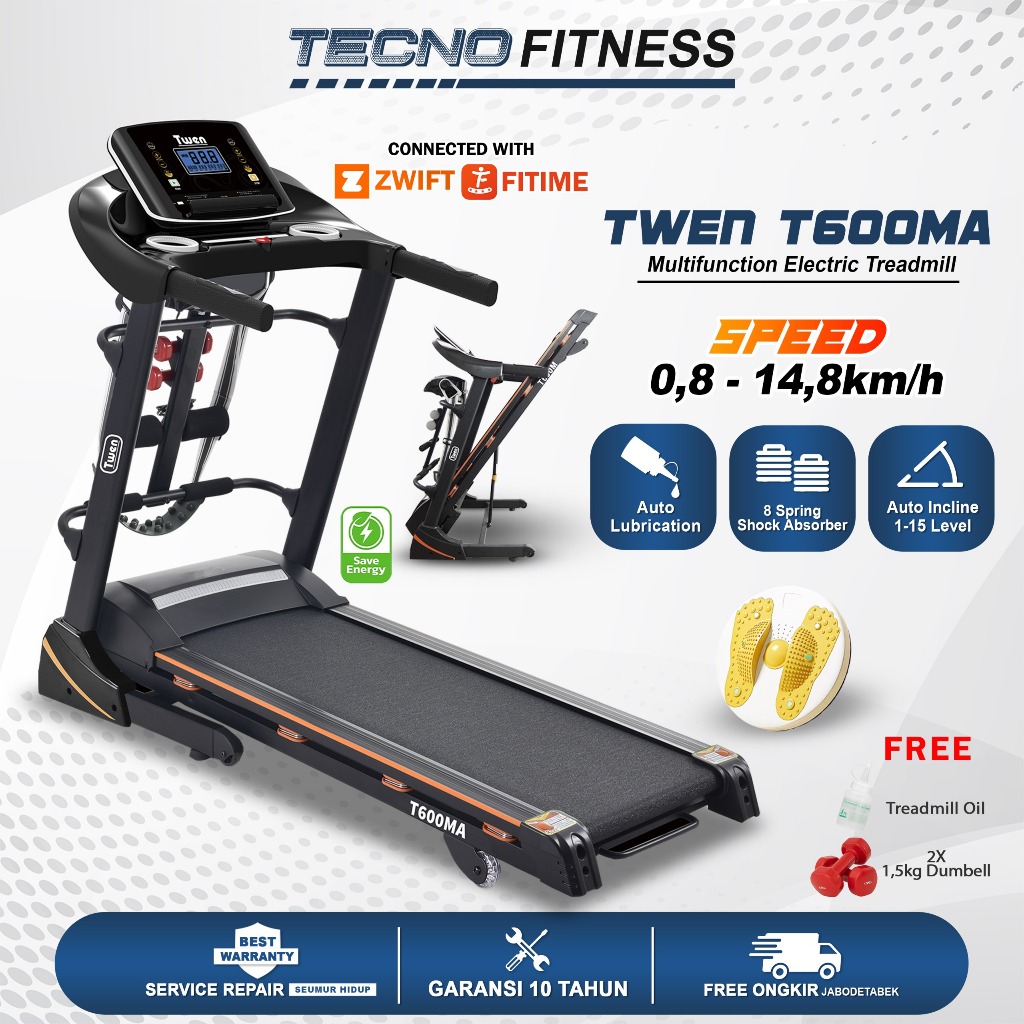 TWEN T600M T600MA series Treadmill Portable / Treadmill Electric Low Watt / Treadmill Elektrik Alat 
