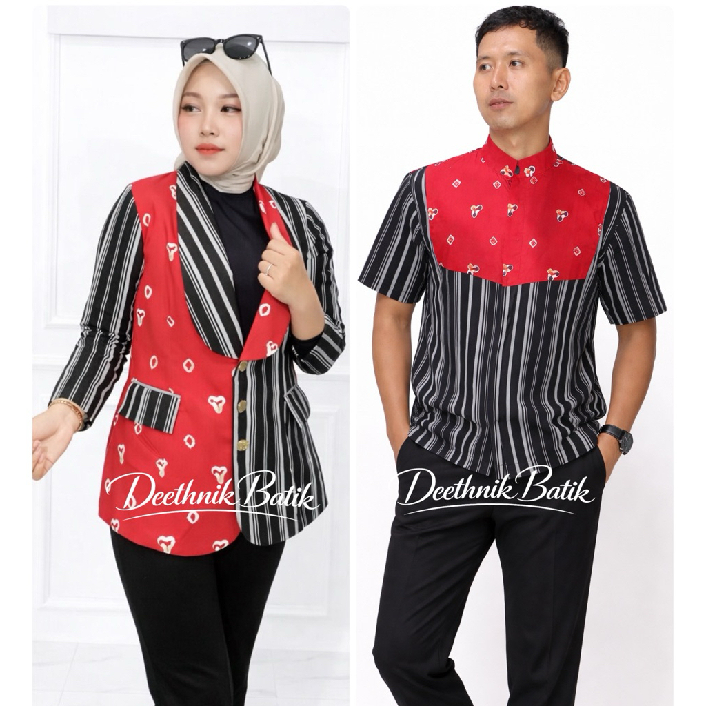 Baju Lurik Couple baju batik Couple lurik Prasojo mix jumputan asli