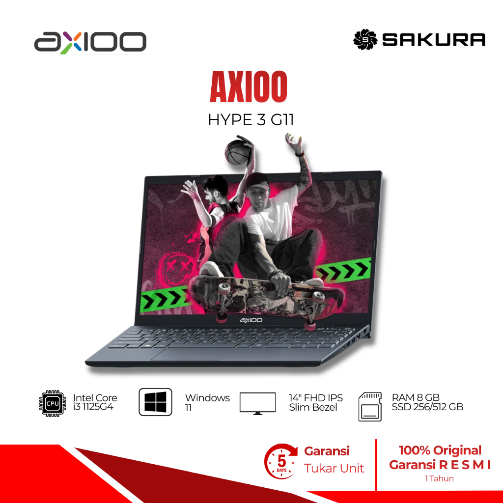 Axioo Hype 3 (G11) Intel Core i3-1125G4 8GB 256GB/512GB 14 IPS