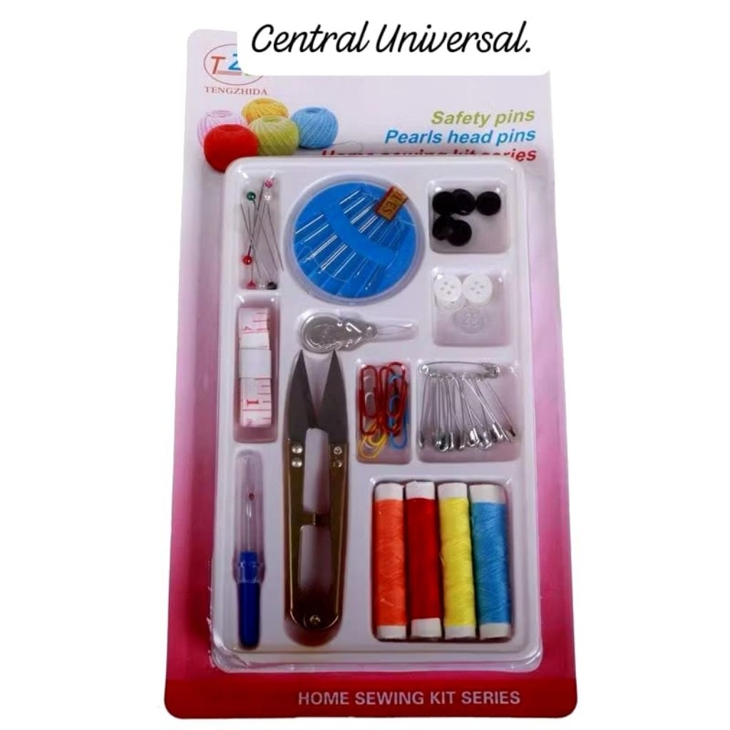 1 set alat jahit baju benang jarum pentul gunting kecil kancing / 1 set paket lengkap alat jahit