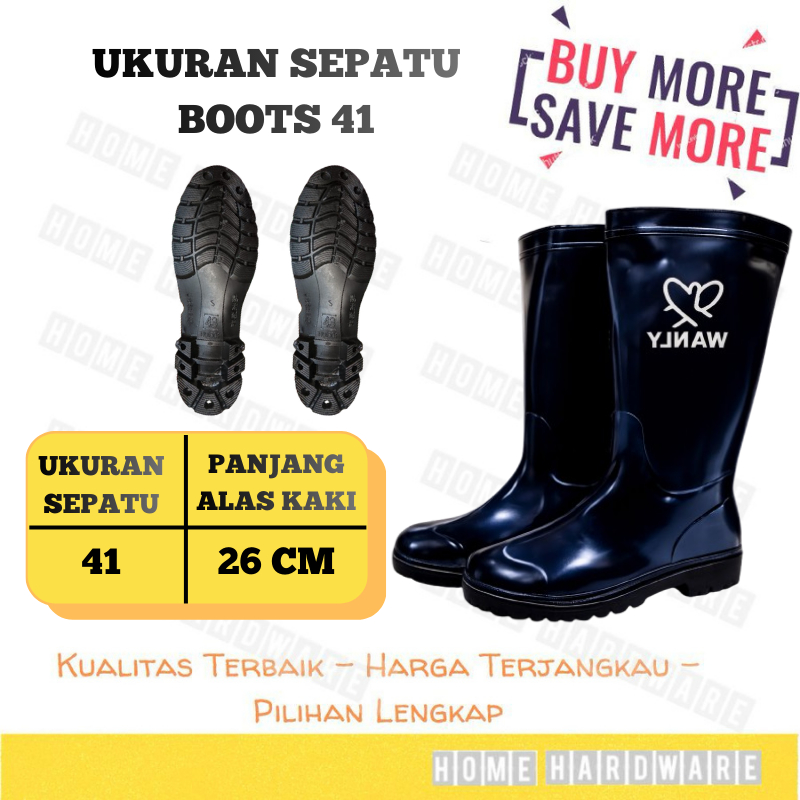 Sepatu Boots Pria Hitam karet Proyek Uk 41 Sepatu Boot Tinggi Karet Sepatu boots Safety Tahan Air
