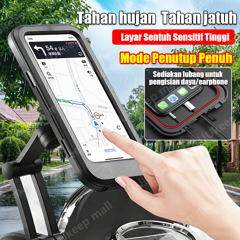 Tahan air holder hp motor Rotasi 360° tempat hp di motor tripod motor buat hp pegangan hp di motor T