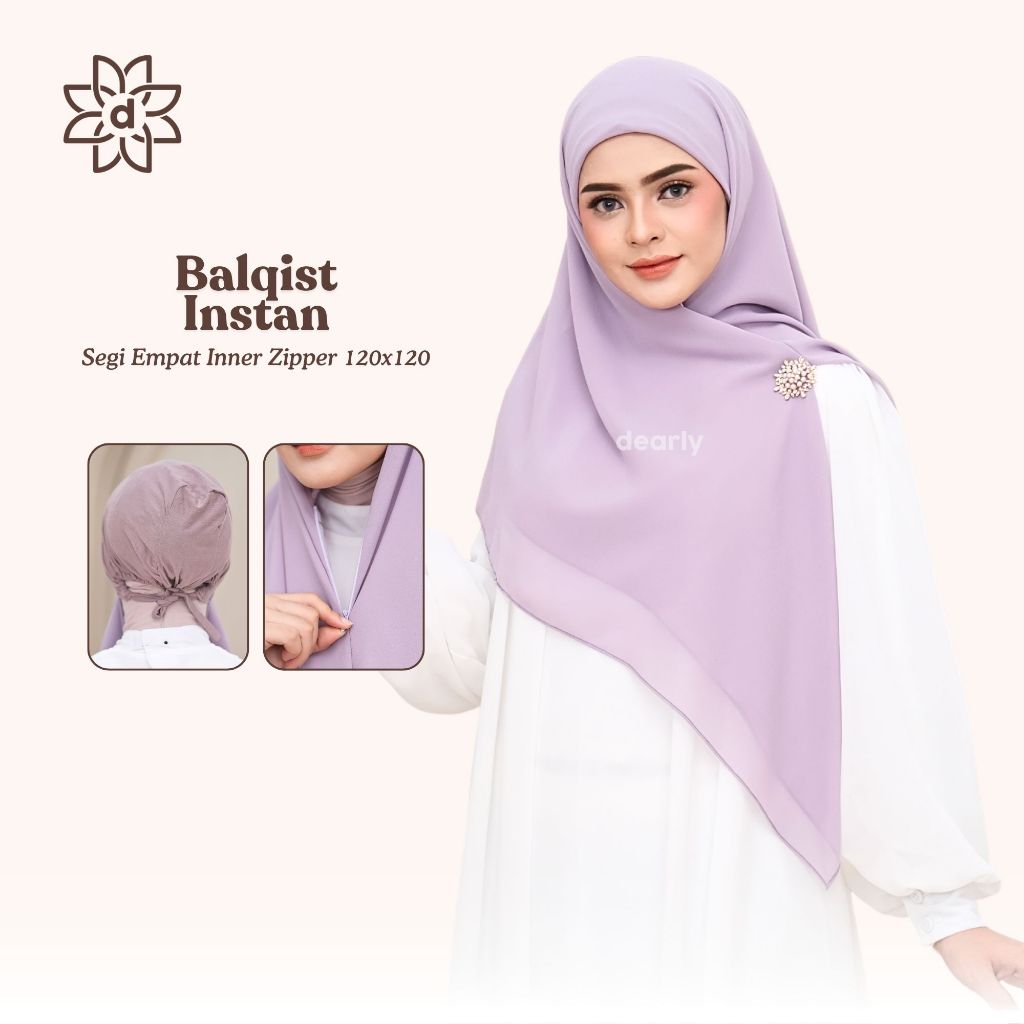 Segi Empat Instan Standar Hijab Instan Zipper Inner 120x120 Ceruty Babydoll Premium - Balqist