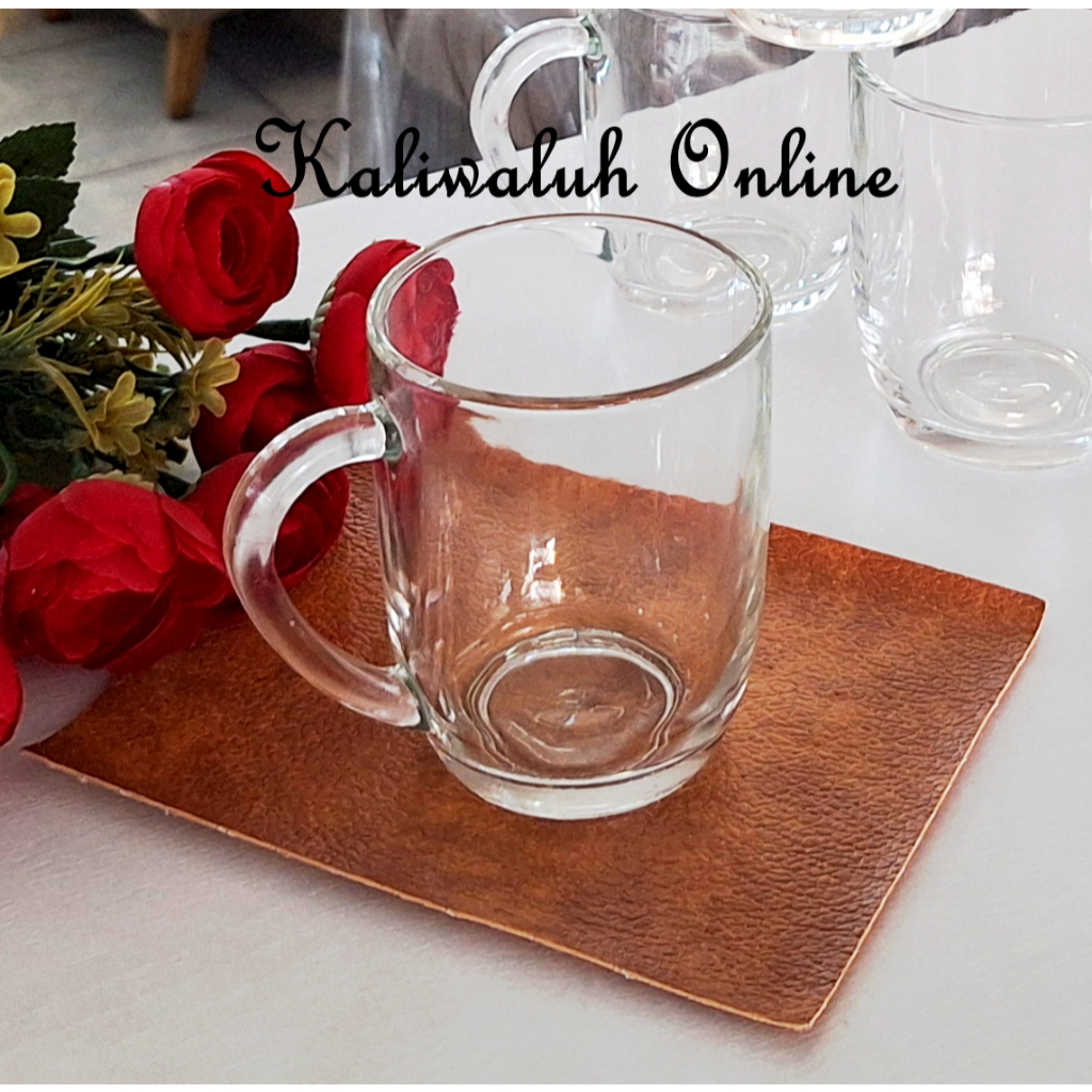 Bersama_Bumi Gelas Kopi Kaca Bening Gagang Pendek Isi 6 Pcs Luxury Glass