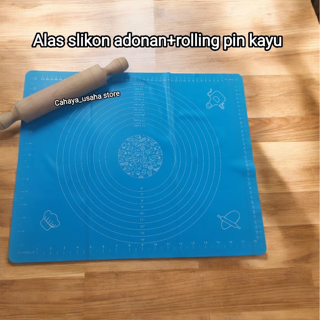 Alas slikon adonan+rolling pin kayu