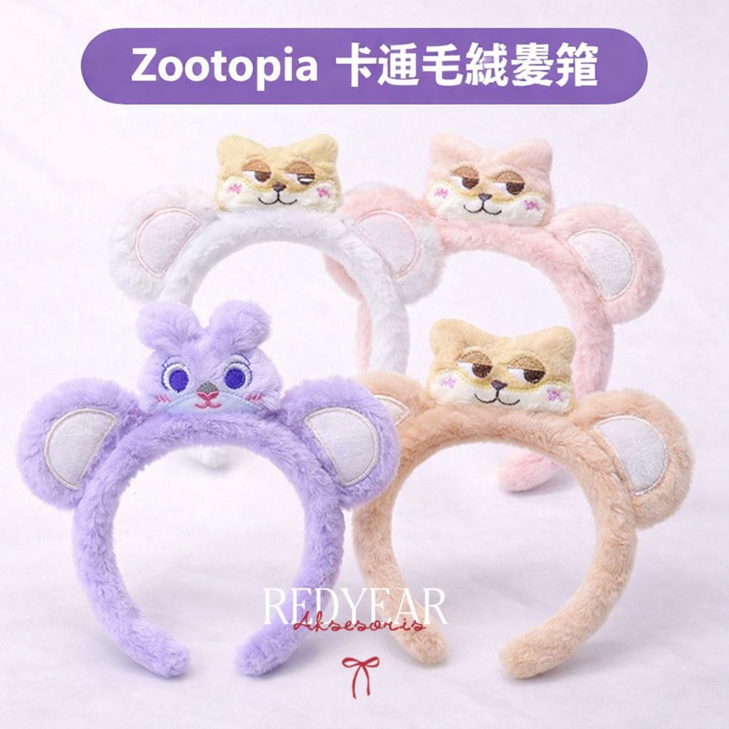 REDYEAR Bando Anak Lucu Dengan Hiasan Karakter Zootopia Bando Anak Bulu Halus dengan Bahan Premium