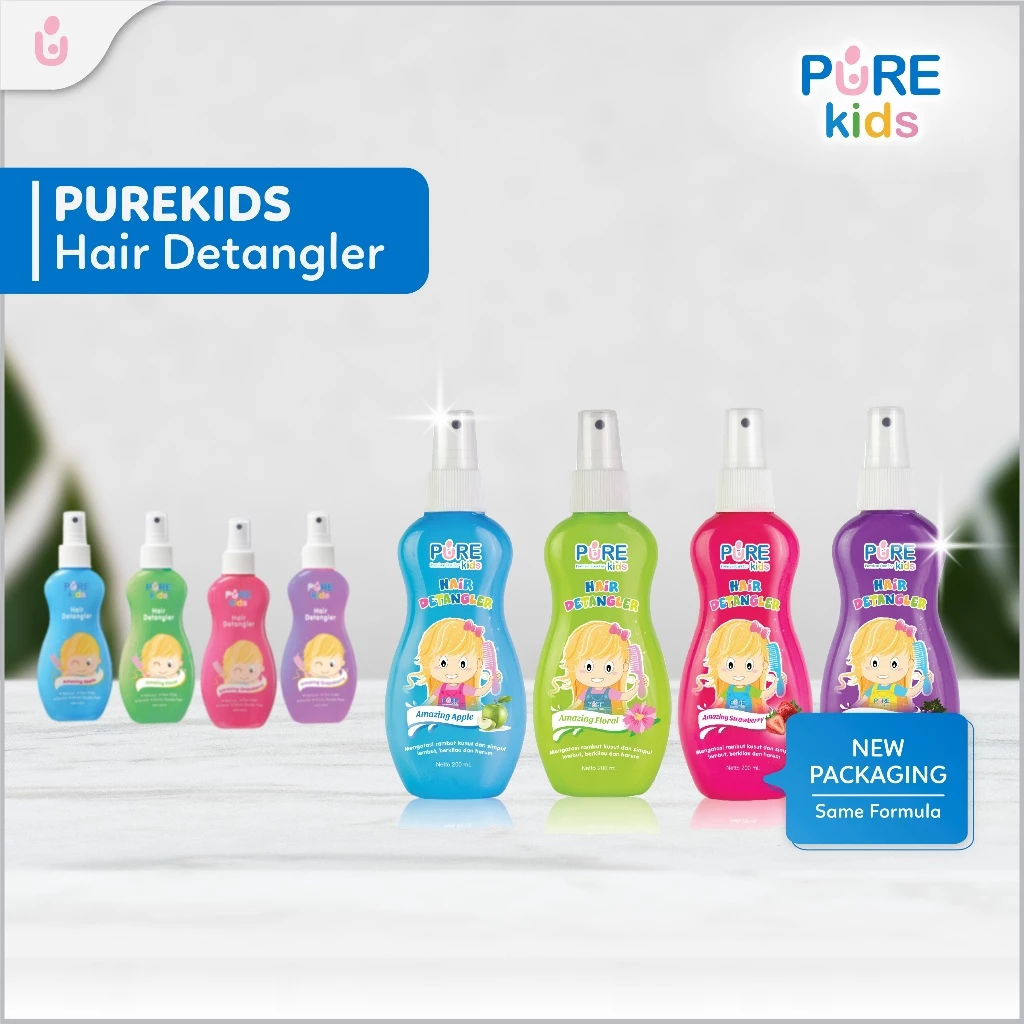 Pure Kids Hair Detangler Spray 200 ml – Penghilang Rambut Kusut Anak, Anti Lengket, Wangi Buah 200 m