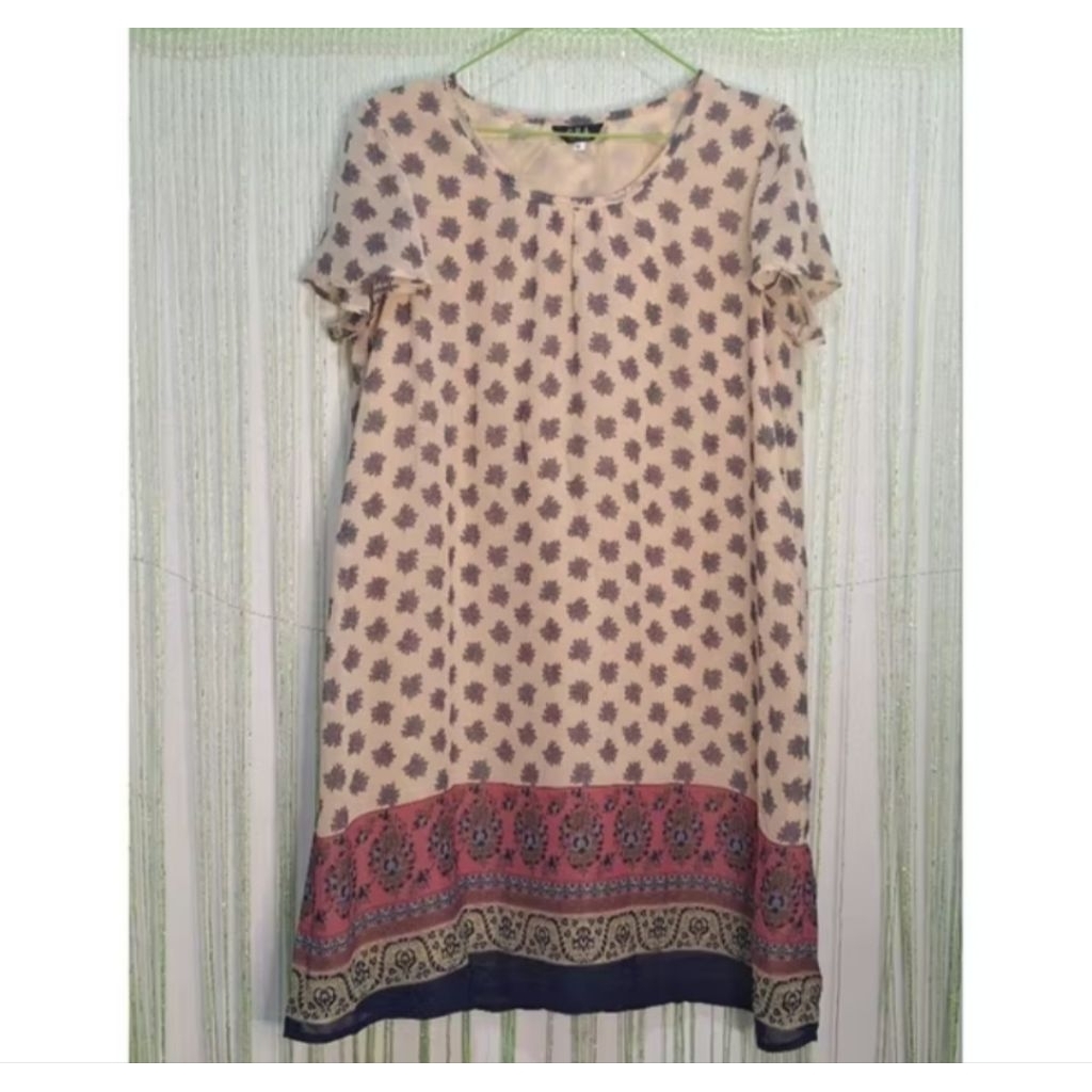 dress sifon motif batik lengan pendek