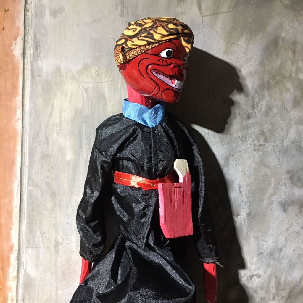 wayanggolek kayu cepot bisa buka mulut 40cm