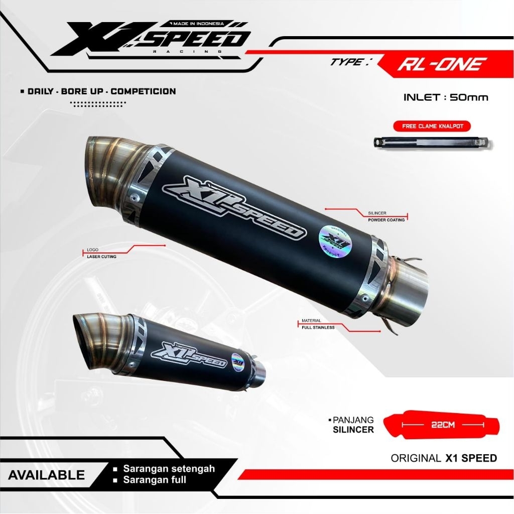 Silincer Only Silincer Racing Malay Style Panjang 22cm Black Coating Original X1 Speed Racing