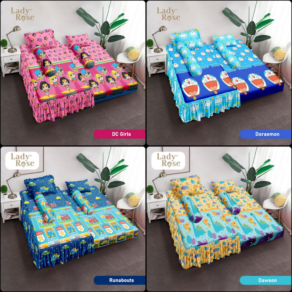 Lady Rose - Sprei 2 IN 1 Kasur Sorong 120x200 Rumbai - Motif Karakter / Anak - Anak