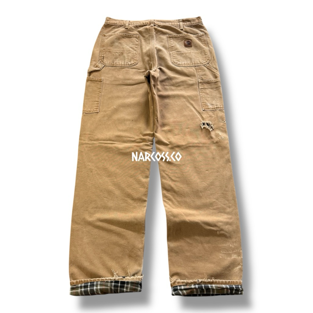 2017' Carhart Carpenter Pants B111 BRN Original Fit Flanel Made in mexico  kode - K290 size 33-34 (3