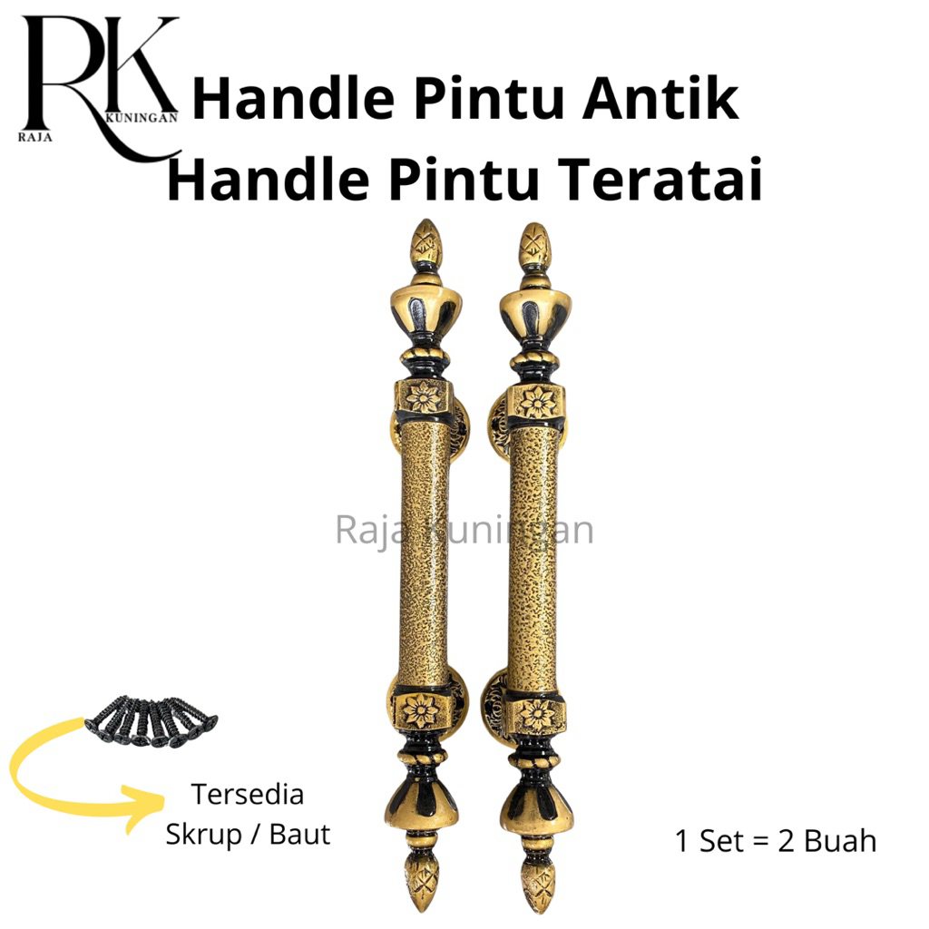 Handle Pintu Antik / Gagang Pintu Antik / Pegangan Pintu Antik Motif Teratai