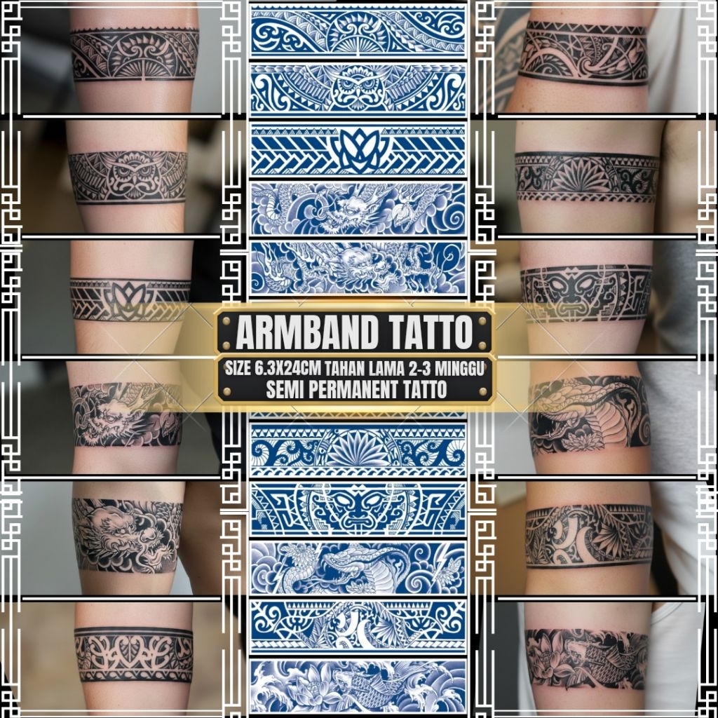 [BH] Semi Permanent Tatto Temporary armband tatto gelang melingkar tahan lama 1 bulan