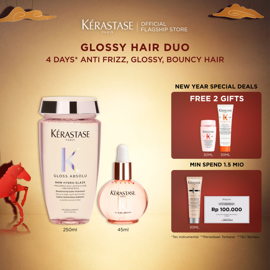 [New Launch] Kerastase Gloss Absolu Glossy Hair Duo Set - Bain Hydra Glaze 250ml & Glaze Drop Hair O