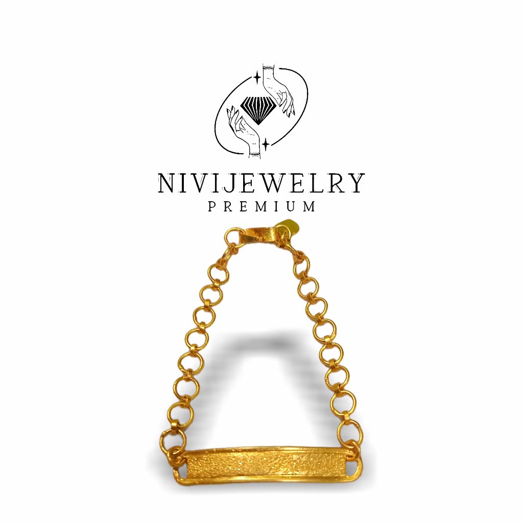 Gelang Emas Replika Anak Model Rantai Plat Polos Elegan Nivijewelry
