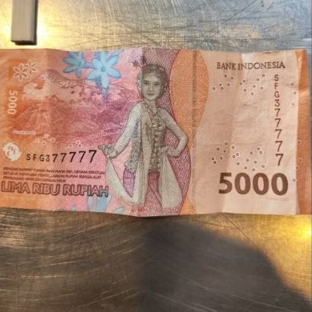 uang bibit Rp 5000 seri ganjil no seri sfg 377777 nomor cantik