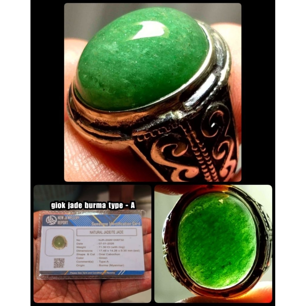 CINCIN GIOK BURMA JADE SUPER ASLI type A + MEMO LAB