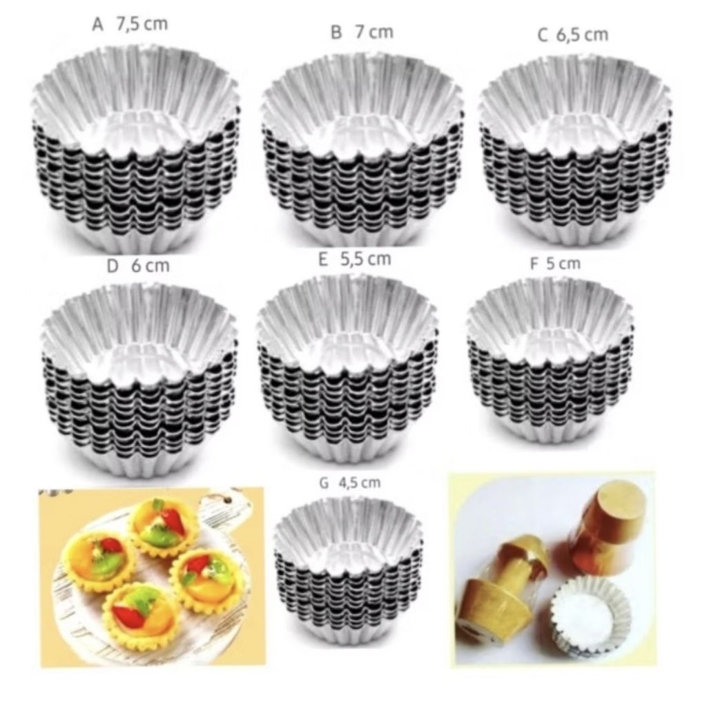Cetakan Tart Aluminium Mini 4,5–7,5 cm | Cup Tart Pie Buah Puding Loyang Kue pie susu