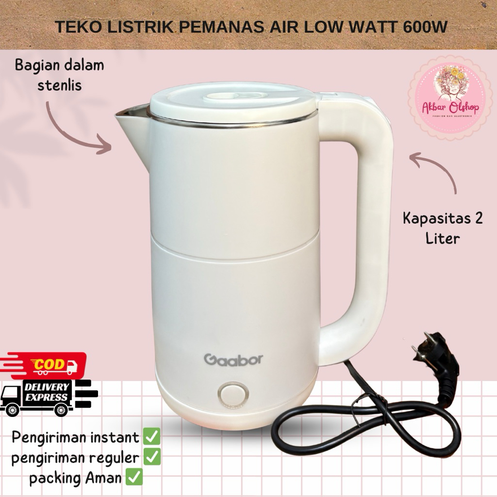 Gaabor teko listrik pemanas air / kettel listrik / ceret listrik ukuran besar 2 Liter
