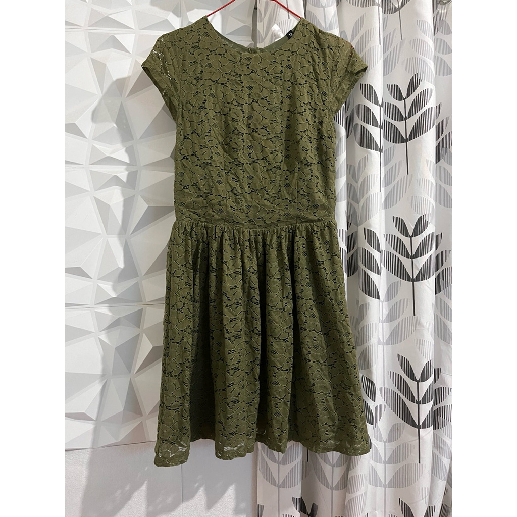 Dress Brokat Hijau  Army