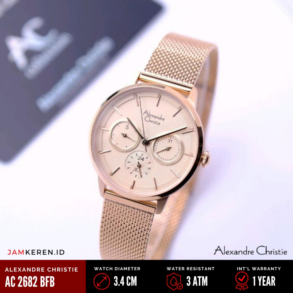 Alexandre Christie - Jam Tangan Wanita - Jam Wanita Elegan Mewah - AC 2682 BF Original Garansi Resmi
