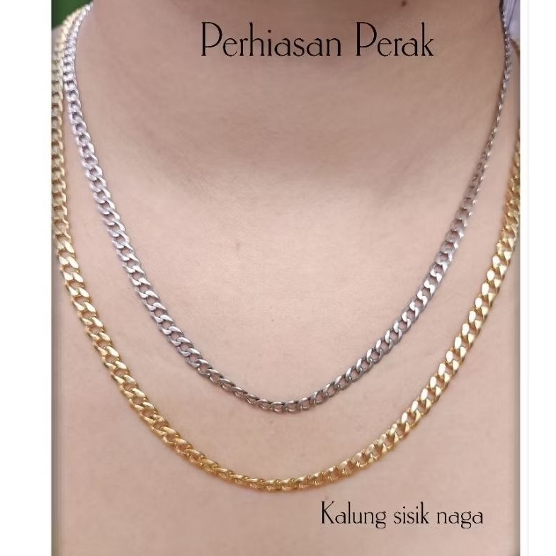 KALUNG SISIK NAGA WANITA/PRIA/PERAK ASLI 925 LAPIS MAS ANTI KARAT