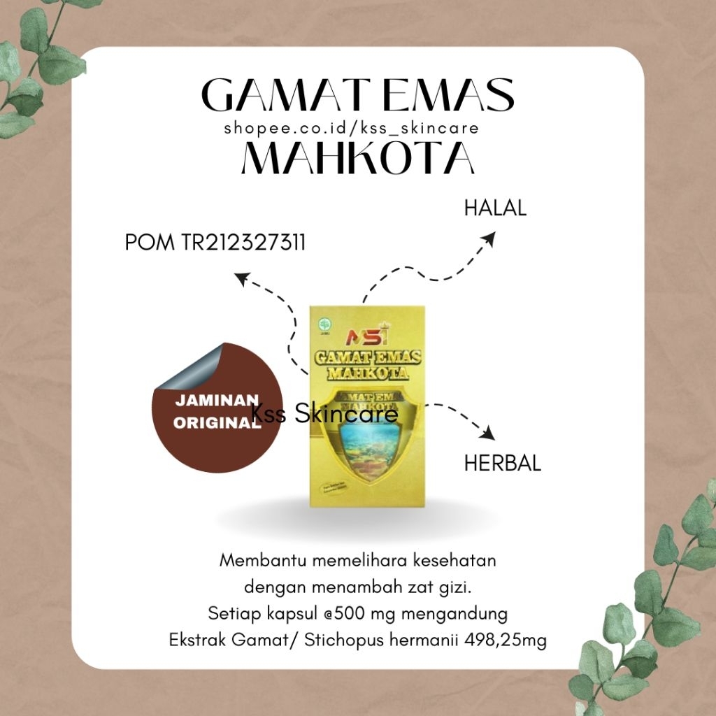 1 Botol/50 KapsulMSI Gamat Emas Mahkota ORIGINAL