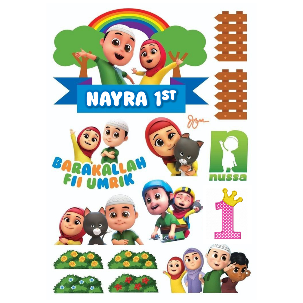 Topper NUSA RARA | Topper Cake NUSA RARA Custom Nama | Hiasan Kue Ultah Tema NUSA RARA MURAH GLOSSY