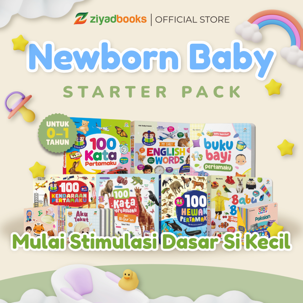Starter Pack Buku New Born - Buku Bayi 0+ 1+ - Buku Boardbook Stimulasi Bayi - Baby Book Lengkap - B